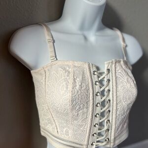 Lace-Up Cream Bustier Top
